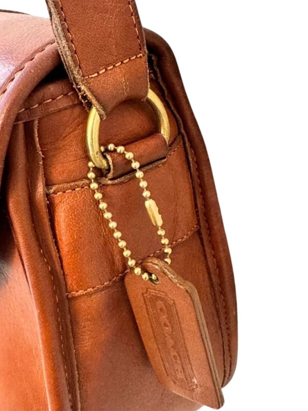 Vintage Coach British Tan Chelsea Saddle Bag Style #9894 USA Made - Rare - Picture 5 of 14